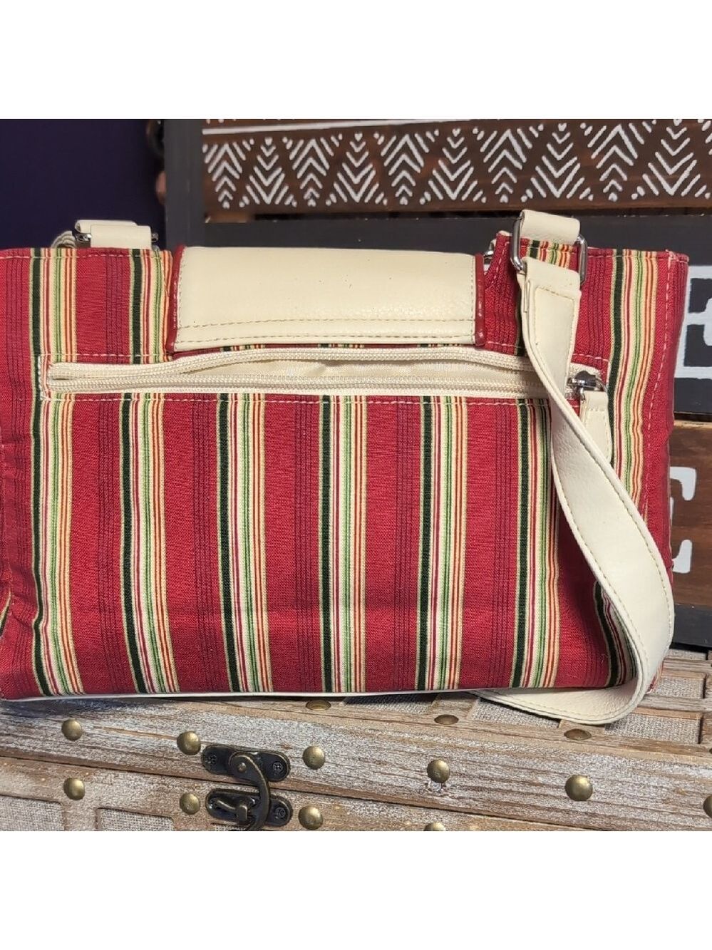 Homestead Holiday Stripe Bag By Longaberger - Picture 6 of 14
